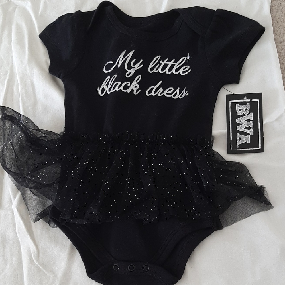 Little Black Dress Baby Onesie with Tulle Skirt 12M.  NWT